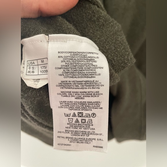 Brooks Brothers Olive Green Quarter Zip Pullover Sweater - Picture 4 of 5